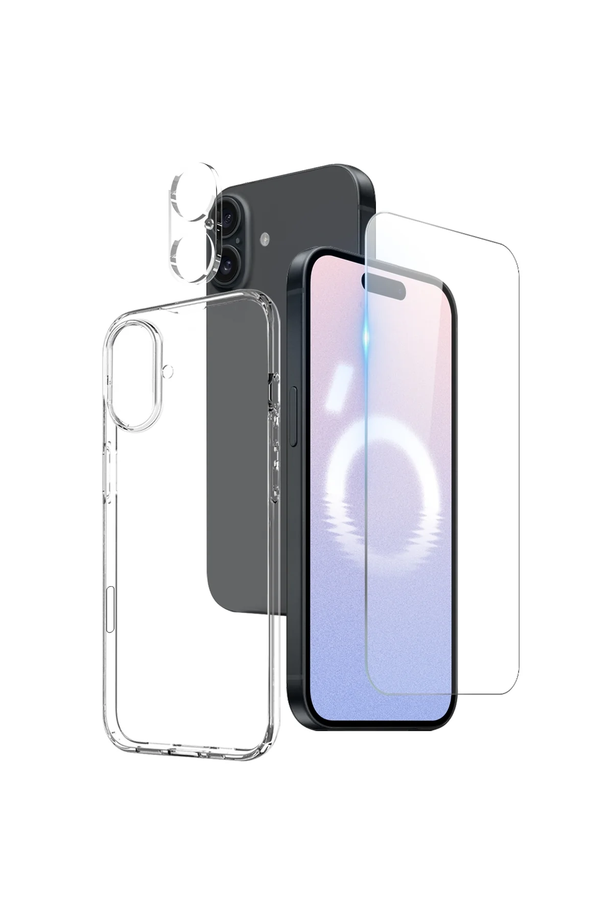iphone 16 case 3 in 1 combination transparent tpu set case